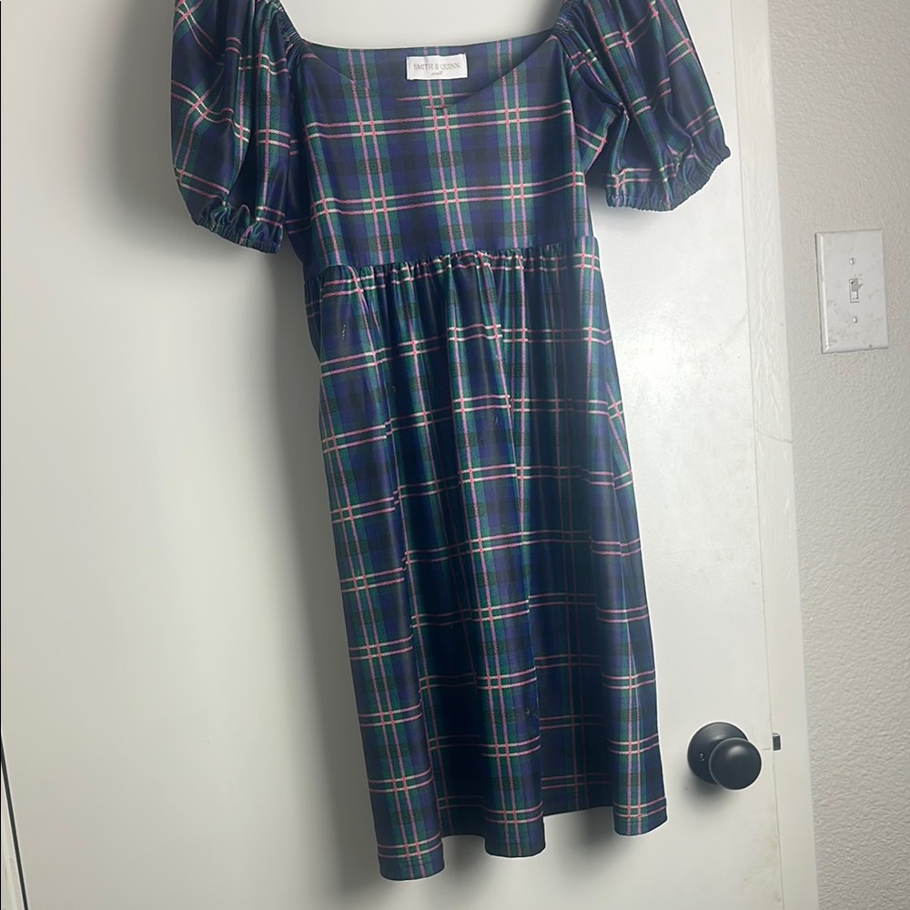 Smith & Quinn Plaid Puff Sleeve Dress